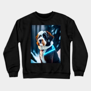 Aussiedoodle Enjoys The Snowy Forest Crewneck Sweatshirt